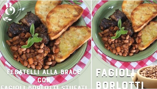 Pork Liver Rolls Grilled over Coals with Stewed Borlotti Beans